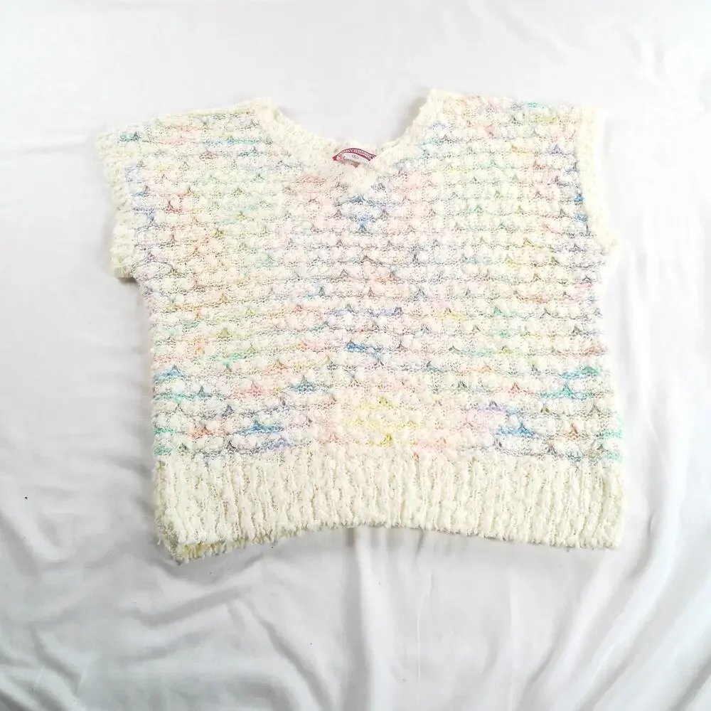 Vintage Anthony's Popcorn Knit Sweater Vest Women's Pastel Speckled